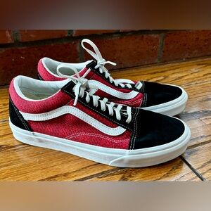 Vans Red and Black Old Skool Athletic Shoes